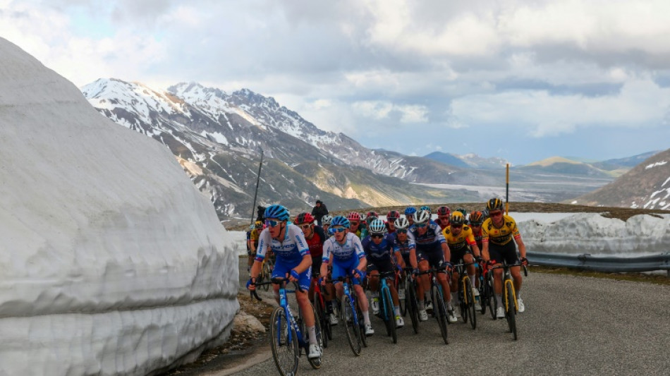 Outsider Bais wins 'boring' Giro stage on snow-capped Apennine peak 