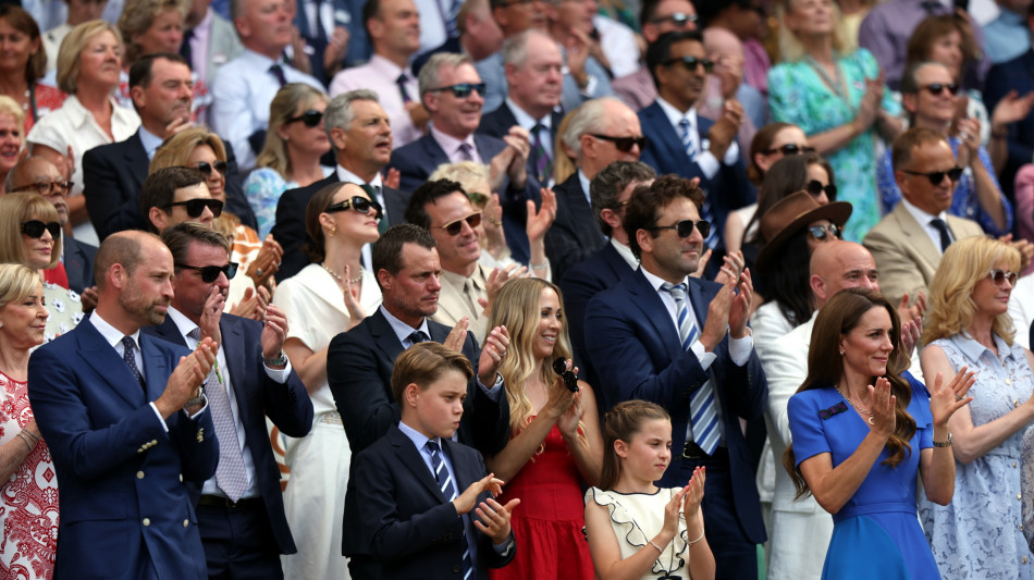 Wimbledon: William, Kate e figli in tribuna, c'&egrave; anche re Felipe
