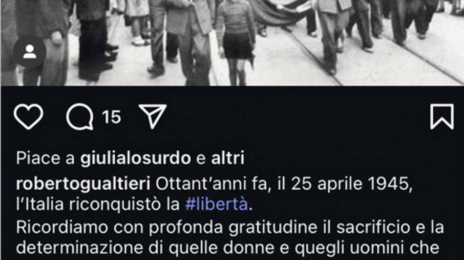 Gualtieri, celebro 25 aprile, un pensiero a Papa Francesco