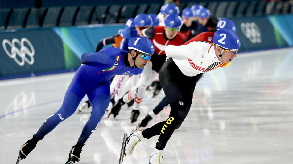 Milano Cortina: mass start pattinaggio velocit&agrave;, Giovannini bronzo