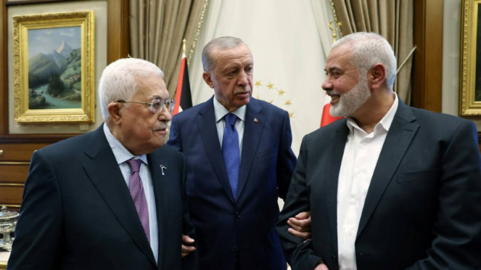 Erdogan meets Palestinian president, Hamas leader in Ankara