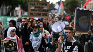 Dist&uacute;rbios em frente &agrave; embaixada dos EUA em Bogot&aacute; em manifesta&ccedil;&atilde;o pr&oacute;-palestinos